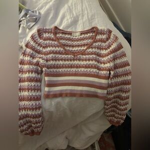 Altar'd State Pink and White Striped Knit Top